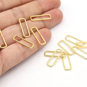 1x6,5x20mm 24 K Shiny Gold Plated Angular Jump Rings, Connectors, Gold Plated Connectors, Gold Plated Angular, Jump Rings - G1226