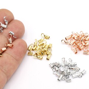 Binnenste 2,3 mm 24 kt glanzend verguld koorduiteinde, messing eindkapje, rooskleurig eindkapje, rhodium eindkapje, armband eindkapje, koorduiteinde, G6