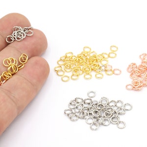 20 Ga 50 Pcs 5mm  24 K Shiny Gold Plated Jump Rings, (0.8x5mm), Rose Gold Plated Jump Rings, Rhodium Plated Jump Rings, G11