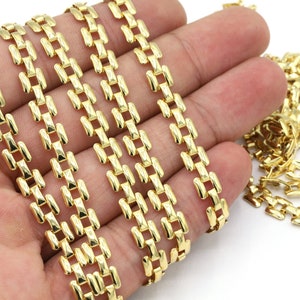 5x6mm 24 K Shiny Gold Plated Square CHins, Chooker Chains, Bracelet Chain, Necklace Chains -C120