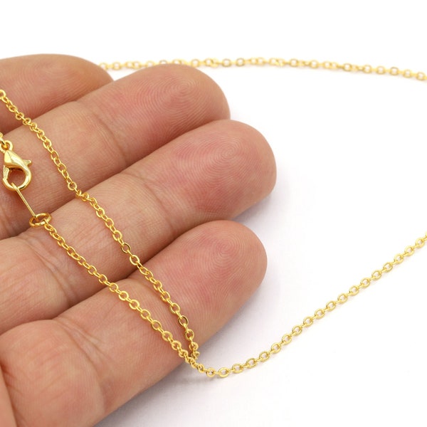 1,5mm 24 K Shiny Gold Plated Finished Chain, Finished Necklace, Gold Plated Ready-Made Necklace, Gold Plated Soldered Chain -G665