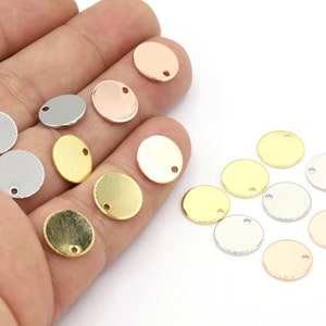 12mm 24 K Shiny Gold Plated, Rose Gold Plated, Rhodium Plated Round Disc, Stamping Blank,Coins, Round Disc Findings,Stamps Round Disc - G306