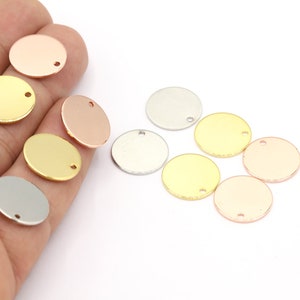 16mm 24 K Shiny Gold Plated, Rose Gold Plated, Rhodium Plated Round Disc, Stamping Blank,Coins, Round Disc Findings,Stamps Round Disc - G308