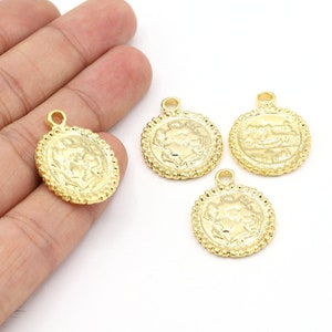 20x27mm 24 K Shiny Gold Plated Greek Coins, Medallion Pendant,  Pendant,Necklace Findings, Medallion Necklace - G120
