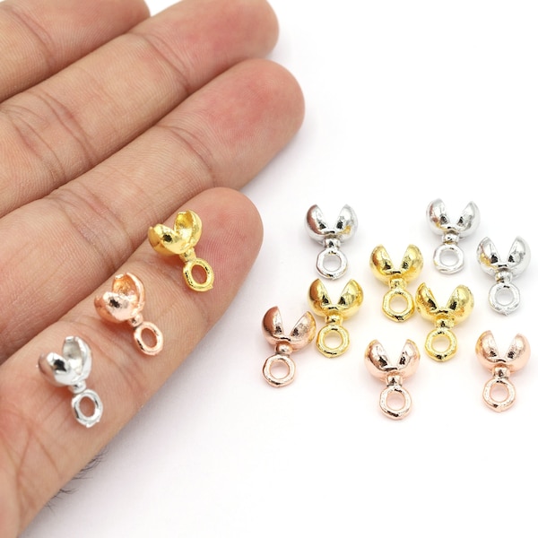 12mm Shiny Gold Plated, Rose Gold Plated, Rhodium Plated Connector, Crimp, Ball Chain Connector, Pendant Bails - G978