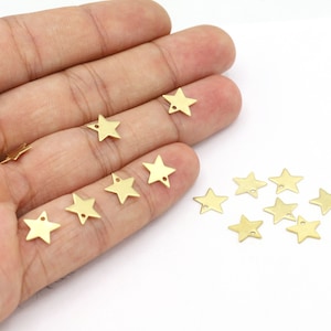 Dijes de estrella de latón crudo de 9 mm, estrella pequeña de latón crudo, dijes de estrella, estrella, dijes de estrella pequeña, latón crudo - R471