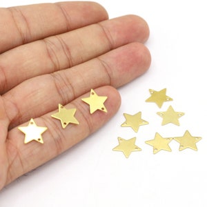 Dijes de estrella de latón crudo de 12 mm, estrella pequeña de latón crudo, dijes de estrella, estrella, dijes de estrella pequeña, latón crudo - R474