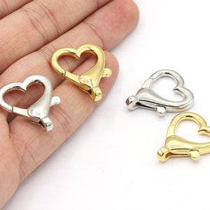 22x26mm 24 K Shiny Gold Plated and Rhodium Plated Heart Lobster Clasp,Gold and Rhodium Plated Heart Clasp,Lobster Clasp, Heart Clasp - G1730