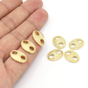12x16mm 24 K Shiny Gold Plated Button Charms, Button Connectors, Gold Plated Chains Spacer, Ball Spacer - G343