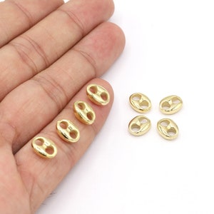 8x10mm 24 K Shiny Gold Plated Button Charms, Button Connectors, Gold Plated Chains Spacer, Ball Spacer - G347