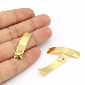 8x35mm 24 K Shiny Gold Plated Bar Charms, Gold Plated Bracelet Bar, Square Bar Pendants, Nameplate Bar, Laser Scraping Bar - G1782