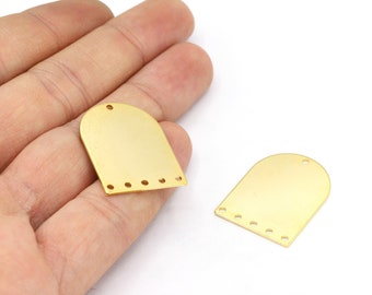 21x28m 24 K Shiny Gold Plated D Shape Charms, Multi Hole Charms, Pendants, Multi Hole Pendants, Charms, D Shape Charms, D Shape - G1062