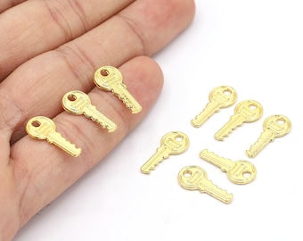 Key Pendant 24k Shiny Gold Plated Key Charms Key Pendant - Etsy