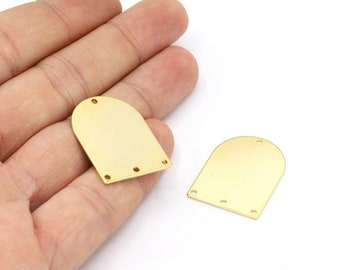 21x28mm 24 K Shiny Gold Plated D Shape Charms, Multi Hole Charms, Pendants, Multi Hole Pendants, Charms, D Shape Charms, D Shape - G1054