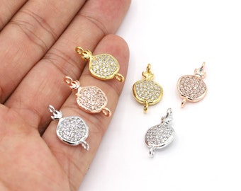 14x18mm 24 K Shiny Gold Plated, Rose Gold Plated, Rhodium Plated Micro Pave Pomegranate Pendant, Cubic Zirconia Pomegranat - ZC54