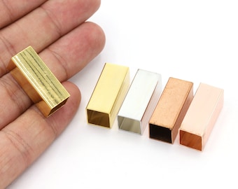10x10x25mm 24 K Shiny Gold Plated Square Tubes, Raw Brass Square Tube, Rose Square Tube, Rhodium Square Tube, Long Tube Beads, Tubes - G468
