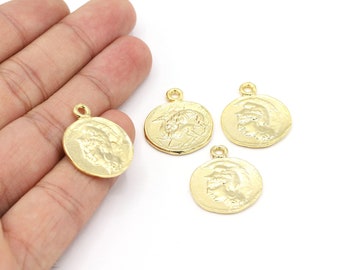 20x25mm 24 K Shiny Gold Plated Greek Coins, Medallion Pendant,  Pendant,Necklace Findings, Medallion Necklace - G116