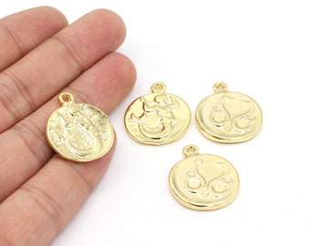 20x25mm 24 K Shiny Gold Plated Greek Coins, Medallion Pendant,  Pendant,Necklace Findings, Medallion Necklace - G118