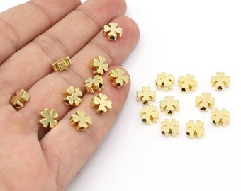 8mm 24 K Shiny Gold Plated Clover Beads, Spacer Beads, Clover Beads, Clover, Clover Charms, Jewelry Making, Gold Plated Clover - G1026