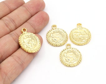 20x27mm 24 K Shiny Gold Plated Greek Coins, Medallion Pendant,  Pendant,Necklace Findings, Medallion Necklace - G120