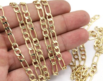 5mm 24 K Shiny Gold Plated Curb Chains , Flat Soldered Chains, Necklace Chains, Necklace - C270