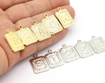 Glänzender Vergoldeter Buchstabenanhänger, Buchstabenhalskette, Namenskette, 24 K vergoldete Anhänger, Buchstabenanhänger, 15 x 24 mm - G131