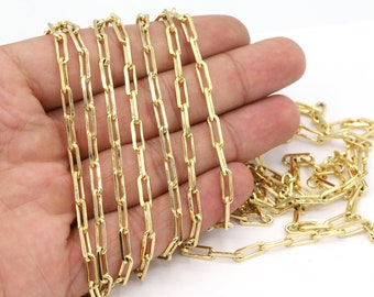 3,5x10,5 mm 24 K Shiny Gold Plated Rolo Chains, Soldered Chains, Chooker Chains, Cable Chains, Chunky Chains, Oval Link Chains - C306