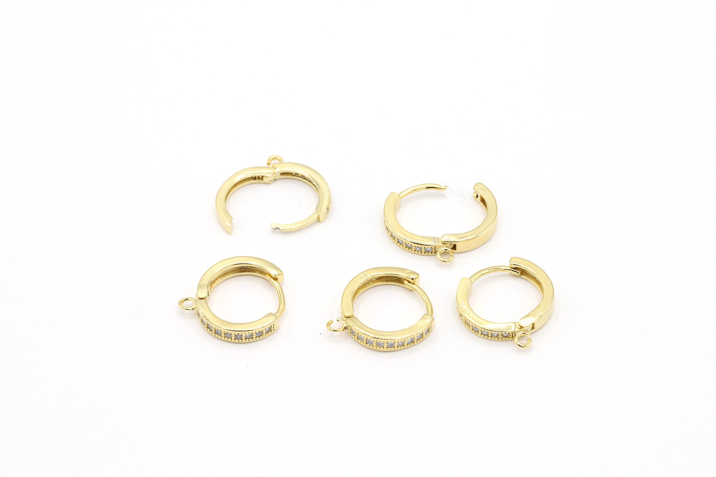 16mm 24k Shiny Gold Earrings, Leverback Earrings, Ear Hooks, Flat Small  Hoop Earrings, Gold Earring Clasps, MBGXP202