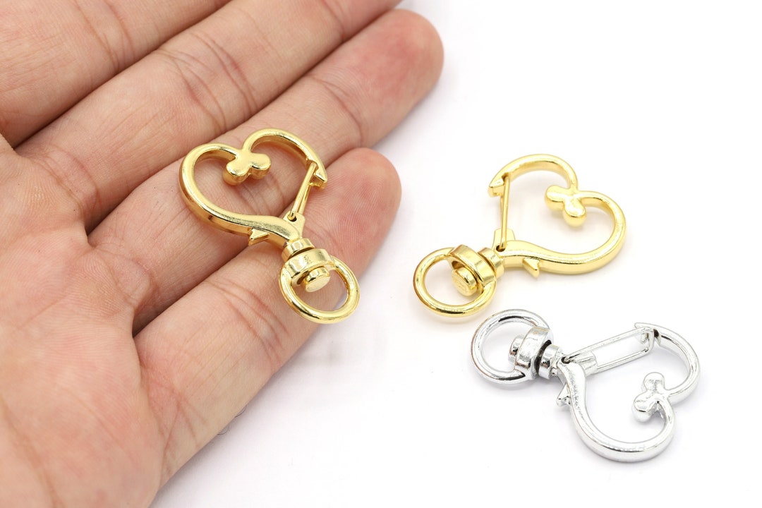 24x34mm 24 K Shiny Gold Plated and Rhodium Plated Key Chain Rings ...