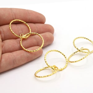 26mm 24 K Shiny Gold Plated Earring Hoop, Earring Findings, Hoop Earrings, Necklace Finding, Double Earring, Gold Plated Earring - G2197