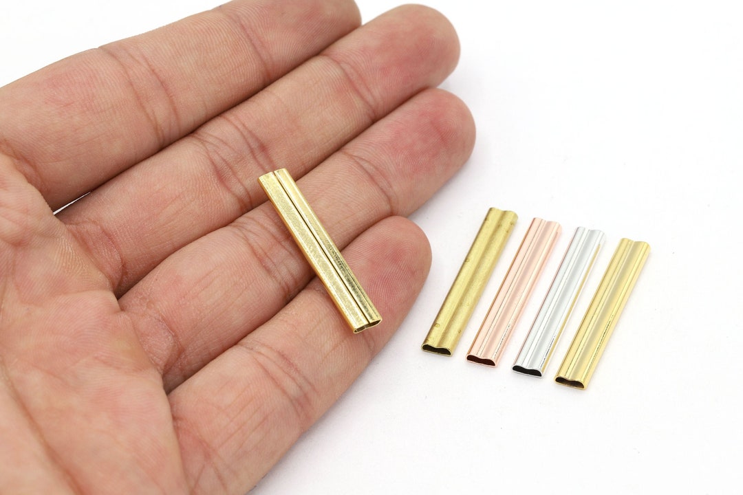 2x5x30mm 24 K Shiny Gold Plated Rectangle Tubes, Raw Brass Tubes, Rose ...