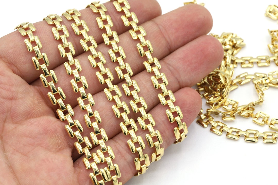 5x6mm 24 K Shiny Gold Plated Square Chins, Chooker Chains, Bracelet ...