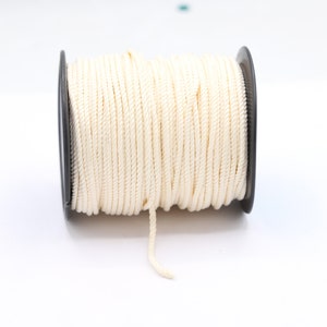 16,5 feet ( 5 meters ) 2mm Cotton Rope, Cotton Cord, Twisted Cotton Cord, Yarn, Macreme Cord, %100 Cotton Cord - P45