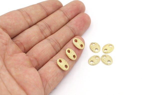 9 x 12 mm 24 K 光沢ゴールドメッキボタンチャーム、ボタンコネクタ 