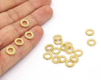 9mm 24 K Shiny Gold Plated Spacer Beads, Gold Charms, Gold Plated Spacer Charms, Gold Plated Charm, Beads, Spacer Beads - G86