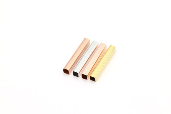 5x5x33mm 24K 光沢ゴールドメッキスクエアチューブ、真鍮スクエア