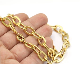 9x14mm 24 K Shiny Gold Plated Finished Chain, Finished Necklace, Gold Plated Ready-Made Necklace, Gold Plated Soldered Chain -G1793