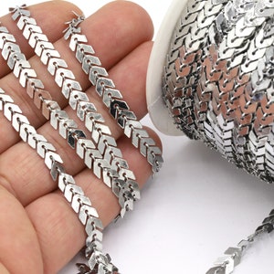 6mm Rhodium Plated Chevron Chains, Arrow Chains, Arrow, Chevron Chains, Chevron, Necklace Findings - C222