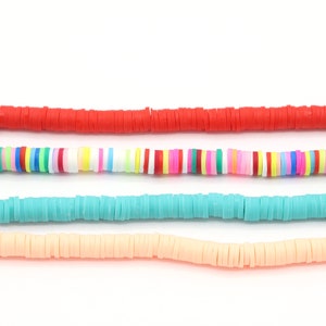 6mm - Polymer Clay Beads, Hand Cut Beads, Fimo Beads, Heishi Beads, Rubber Beads, African Beads, (One Strand 250 - 300 Beads) BS8,14,20,47