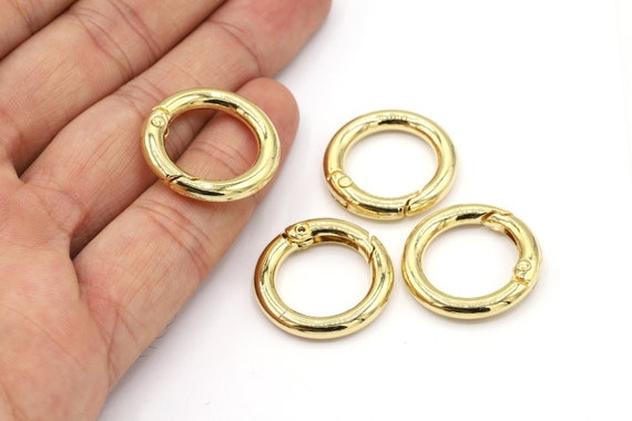 Anello portachiavi placcato oro lucido 24 K da 24 mm, anello