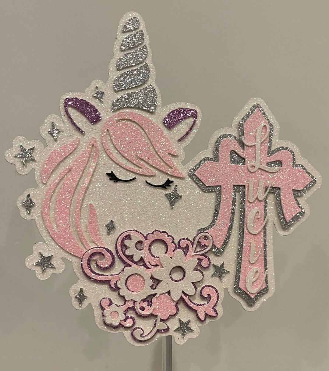 Unicorn Christening Cake Topper Etsy
