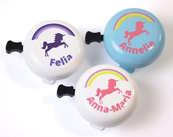 New on Etsy, bicycle bell children's bike, unicorn motifs, personalized, 6 cm Ø, nice sound, top quality, new design, robust