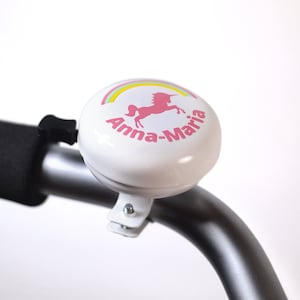 Neu bei Etsy, Fahrradklingel Kinderrad, Motive Einhorn, personalisiert, 6 cm Ø, schöner Klang, top Qualität, neues Design, robust Bild 5