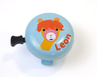 New at Etsy, bicycle bell for children's bikes, alpaca motif, personalized, 6 cm diameter, beautiful sound, top quality, new design, robust