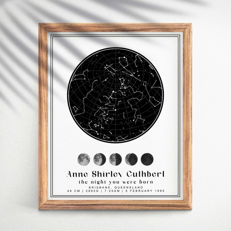 CUSTOM Star Map Personalised Star Map Night Sky Print Star Map Print Constellation Print Anniversary Gift Wedding Gift image 1