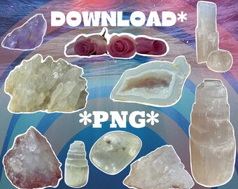 DIGITAL CRYSTAL STICKERS, png, digital planner, goodnotes, ipad, handmade, journal, manifest, magic, aesthetic, intentions, unique, artistic