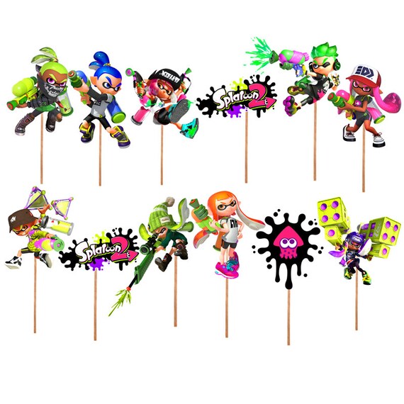 SPLATOON Birthday Balloons Cupcake Toppers Banners and More | Etsy