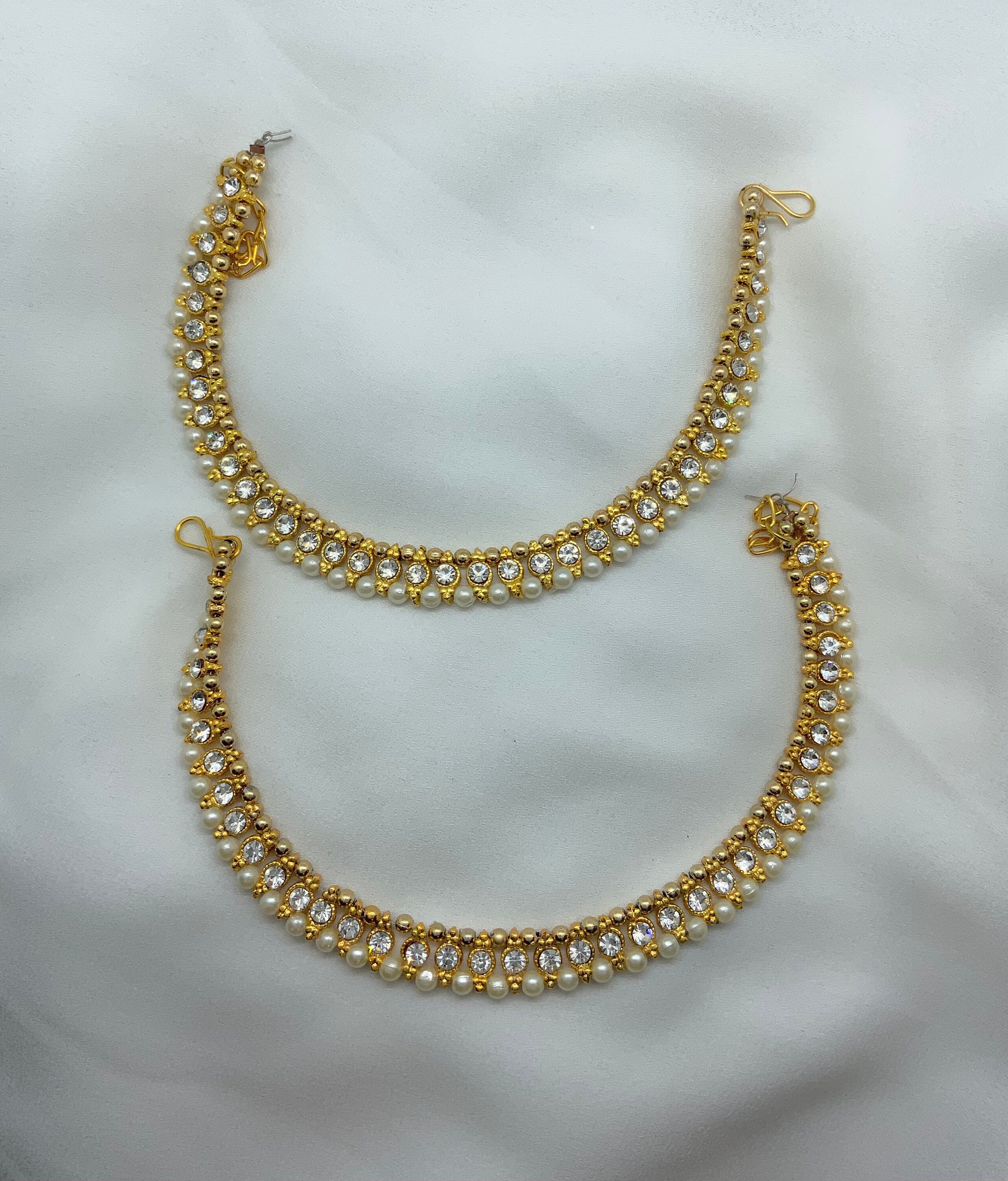 Desi Anklet Desi Jewelry Golden Pearl Anklet 2 Piece Set Etsy