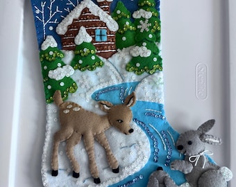 Snowy Retreat Christmas Stocking, 18'', Bucilla, finished, felt, personalized