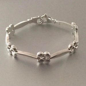 Milor Italy sterlingzilveren gezwollen bloem station staafarmband vintage gesigneerd
